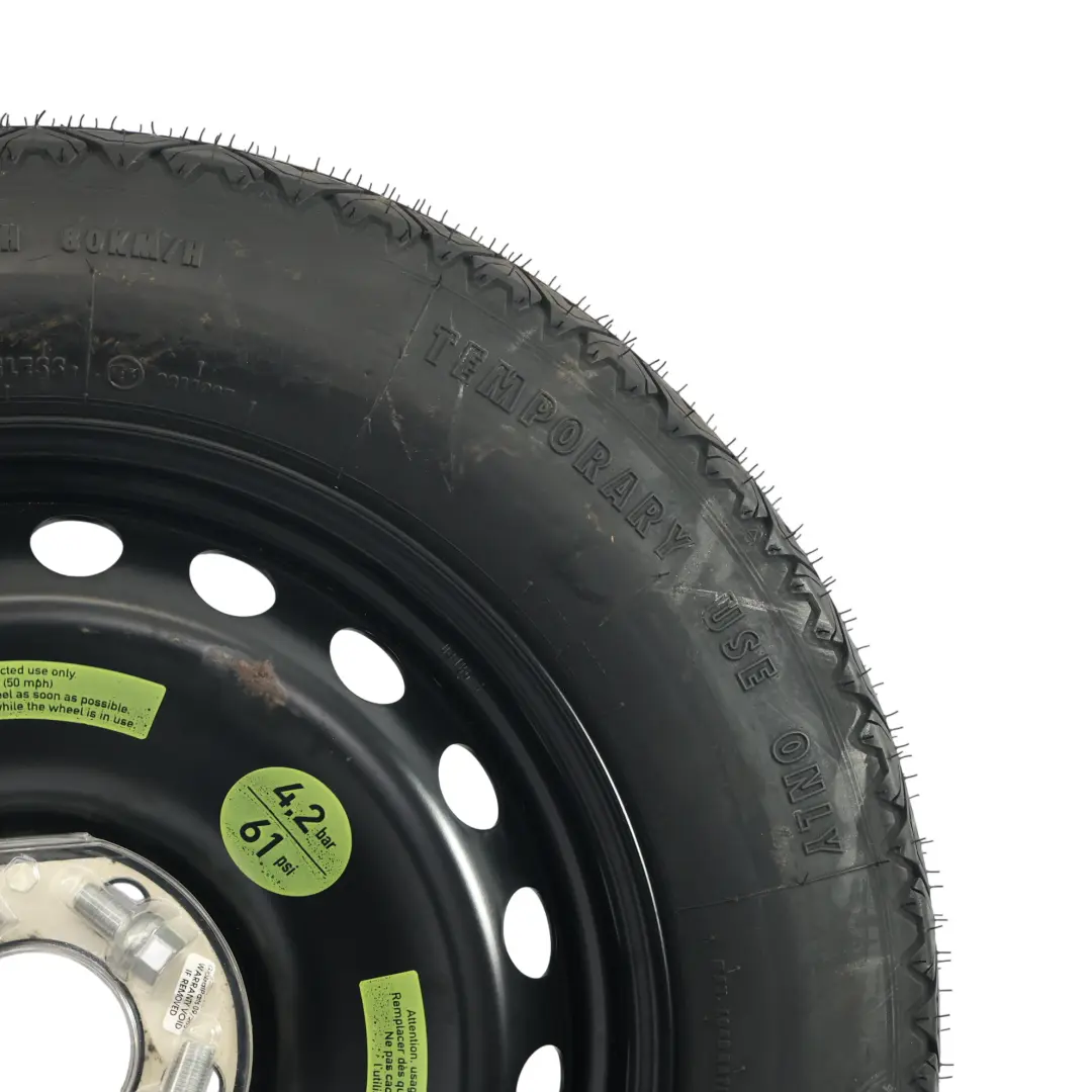 Kompakt Ersatzrad Stahlbolzen R16 Reifen 125/90 für Mercedes W203 C209 mit Teilenummer A2094000402 Mercedes W203 C209 Kompakt Ersatzrad Stahlbolzen R16 Reifen 125/90 - SKU A2094000402-3 - Teilenummer A2094000402