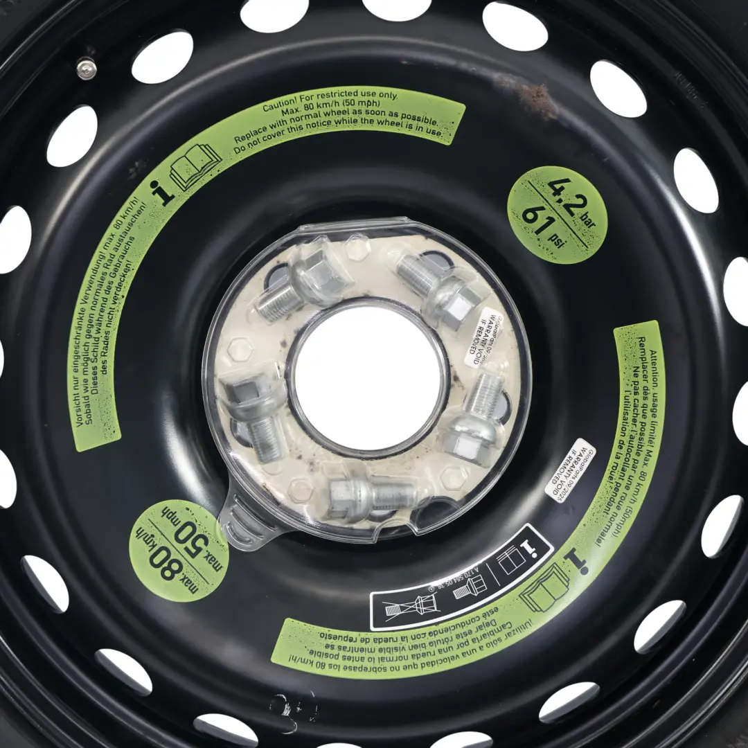 Roue Secours Compacte Mercedes W203 C209 Boulons Acier R16 125/90 pour à propos du numéro de pièce A2094000402 Roue Secours Compacte Mercedes W203 C209 Boulons Acier R16 125/90 - SKU A2094000402-3 - Numéro de pièce A2094000402