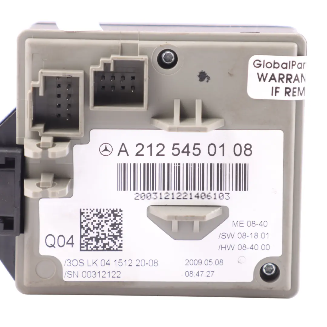 Módulo Unidad Control Bloqueo Interruptor Encendido para Mercedes W212 con número de pieza A2125450108 Mercedes W212 Módulo Unidad Control Bloqueo Interruptor Encendido - SKU A2125450108-1 - Número de pieza A2125450108
