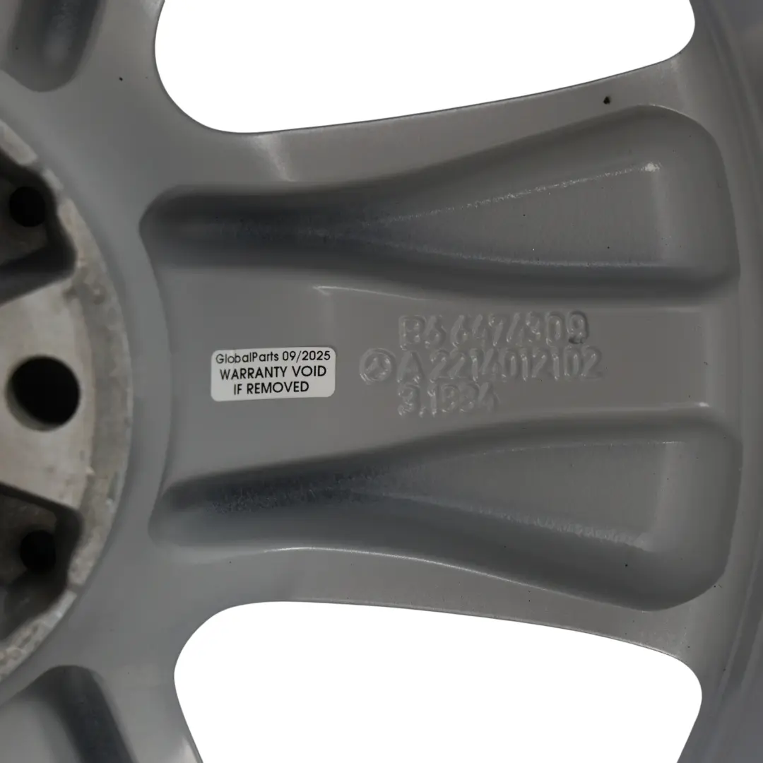 Mercedes W221 Jante En Alliage Argenté 18" 8,5J ET:43 5 Branches - SKU A2214012102-2 - Numéro de pièce A2214012102