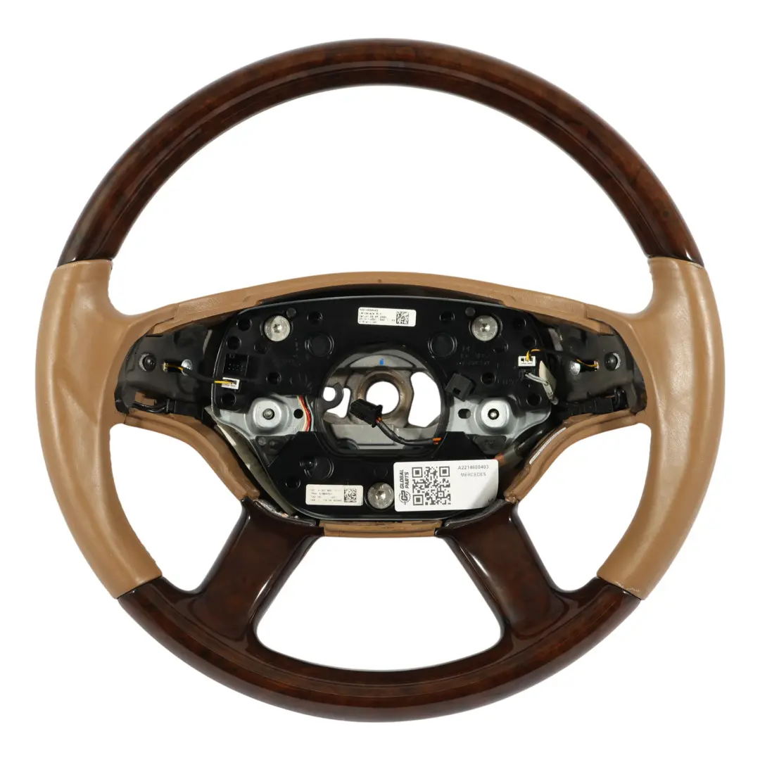 Mercedes CL C216 W221 Steering Wheel Beige Leather Wood Burr Walnut - SKU A2214600403 - Part number A2214600403
