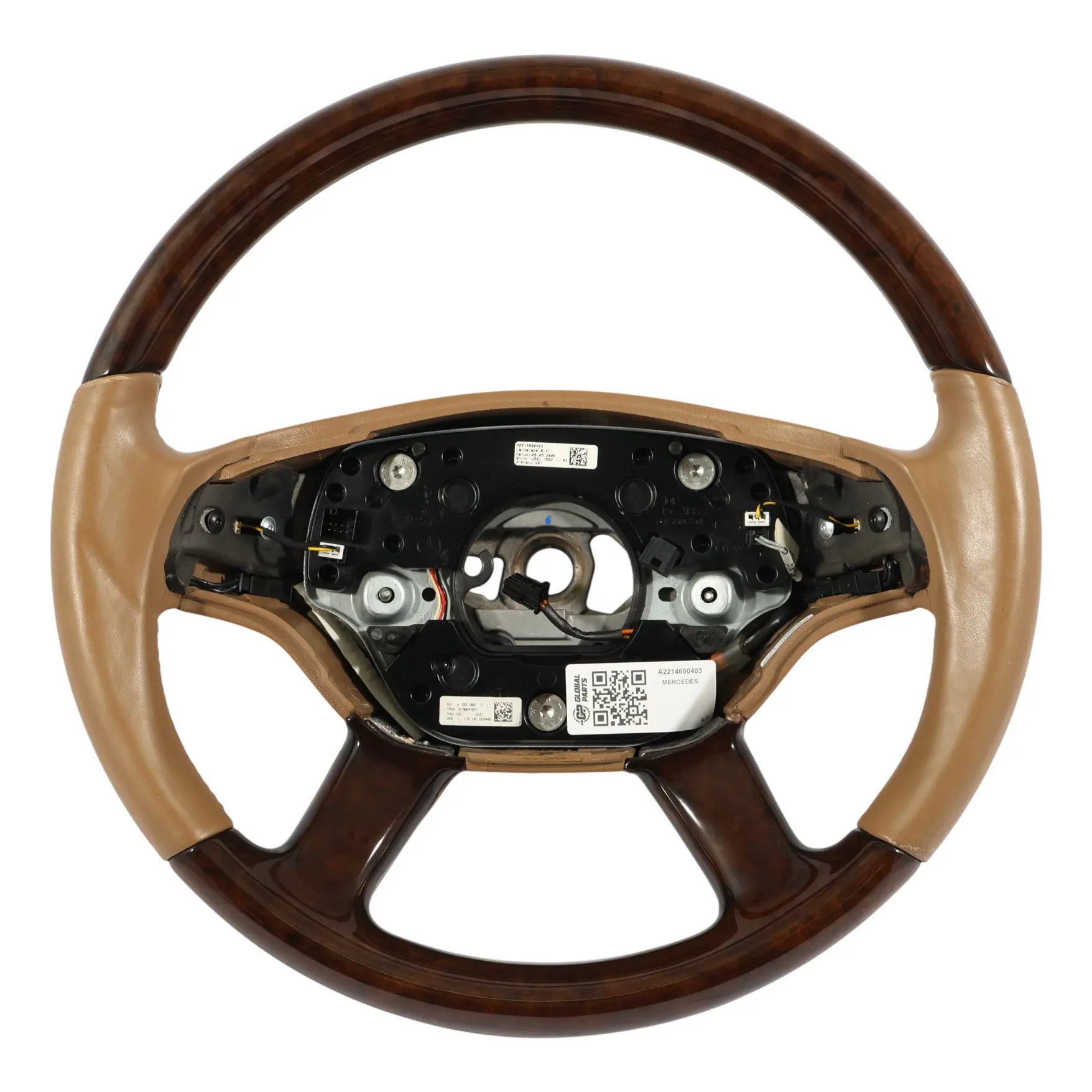 Mercedes CL C216 W221 Steering Wheel Beige Leather Wood Burr Walnut A2214600403