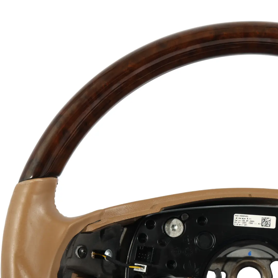 Cuero Beige Madera Burr Walnut para Mercedes CL C216 W221 Volante con número de pieza A2214600403 Mercedes CL C216 W221 Volante Cuero Beige Madera Burr Walnut - SKU A2214600403 - Número de pieza A2214600403