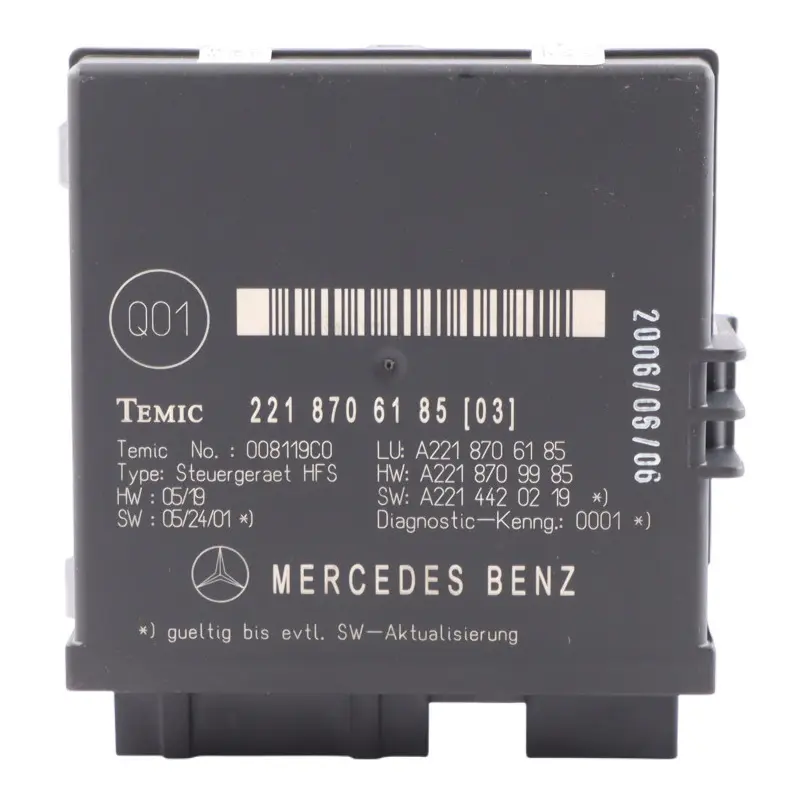 Trunk Release Remote Open Close Module Control Unit to Mercedes W221 with Part number A2218706185 Mercedes W221 Trunk Release Remote Open Close Module Control Unit - SKU A2218706185 - Part number A2218706185