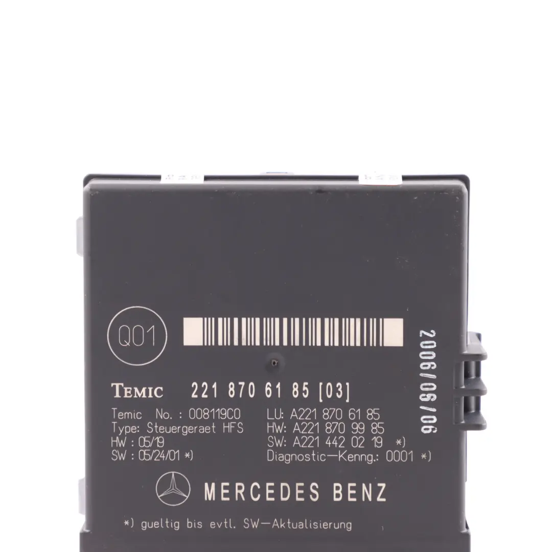 Mercedes W221 Trunk Release Remote Open Close Module Control Unit - SKU A2218706185 - Part number A2218706185