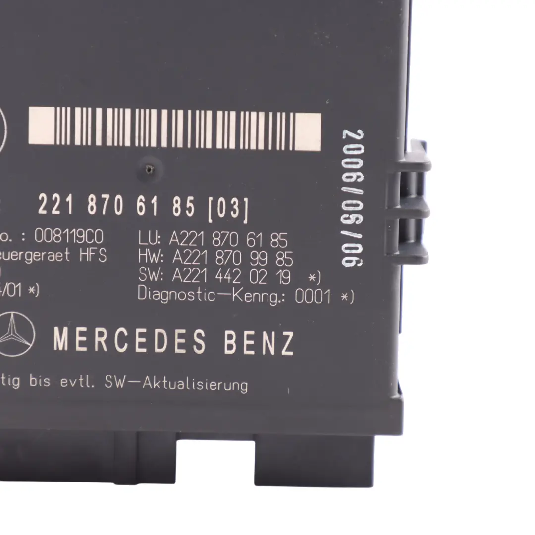 Mercedes W221 Trunk Release Remote Open Close Module Control Unit - SKU A2218706185 - Part number A2218706185