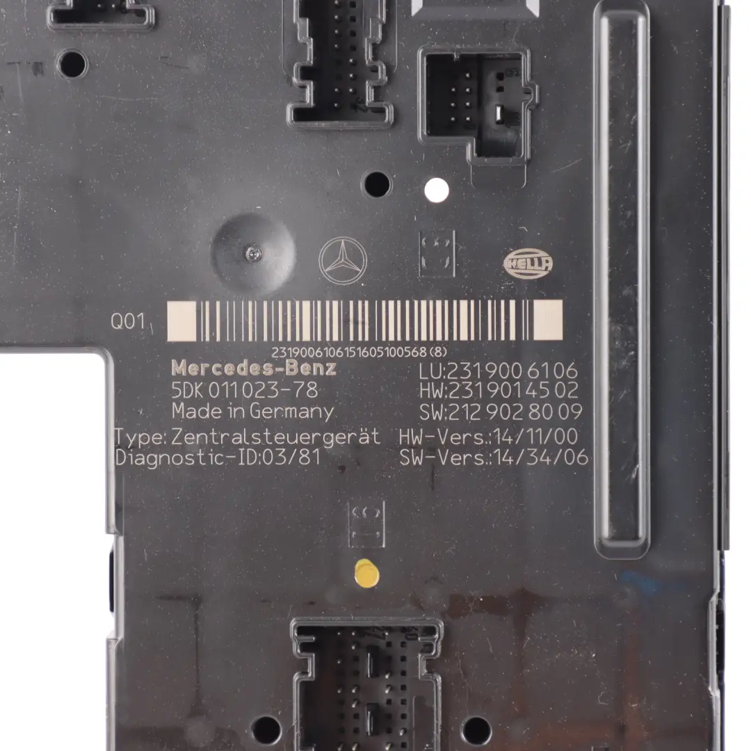 Sam Control Module Fuse Box Unit to Mercedes R231 with Part number A2319006106 Mercedes R231 Sam Control Module Fuse Box Unit - SKU A2319006106 - Part number A2319006106