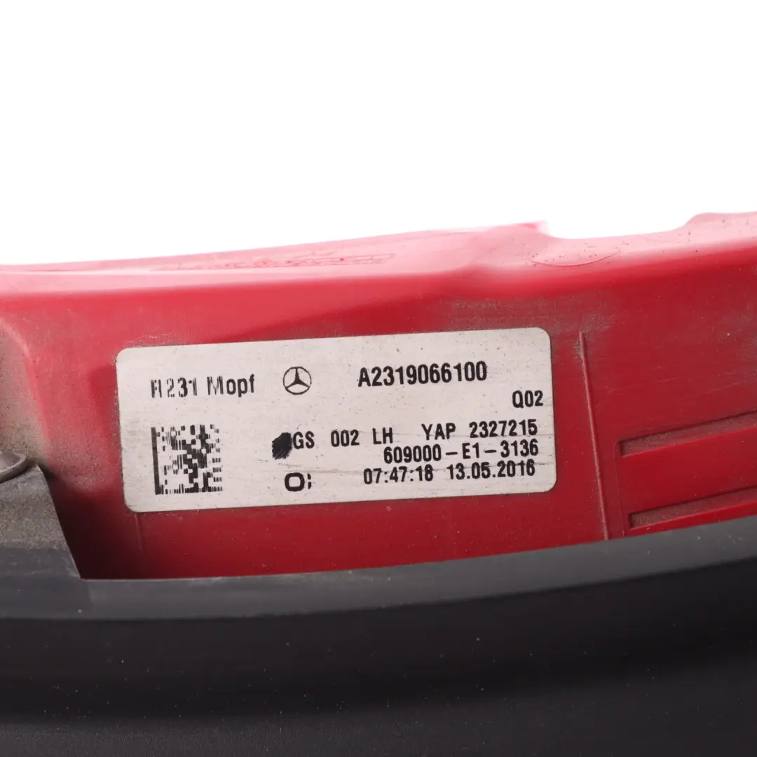 Tail Light Lamp Side Panel Left N/S to Mercedes R231 Rear with Part number A2319066100 Mercedes R231 Rear Tail Light Lamp Side Panel Left N/S - SKU A2319066100 - Part number A2319066100