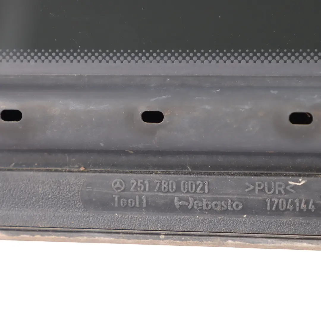 Sunroof Sliding Roof Front Window Glass Panel Tinted AS3 to Mercedes X164 W251 with Part number A2517800021 Mercedes X164 W251 Sunroof Sliding Roof Front Window Glass Panel Tinted AS3 - SKU A2517800021 - Part number A2517800021