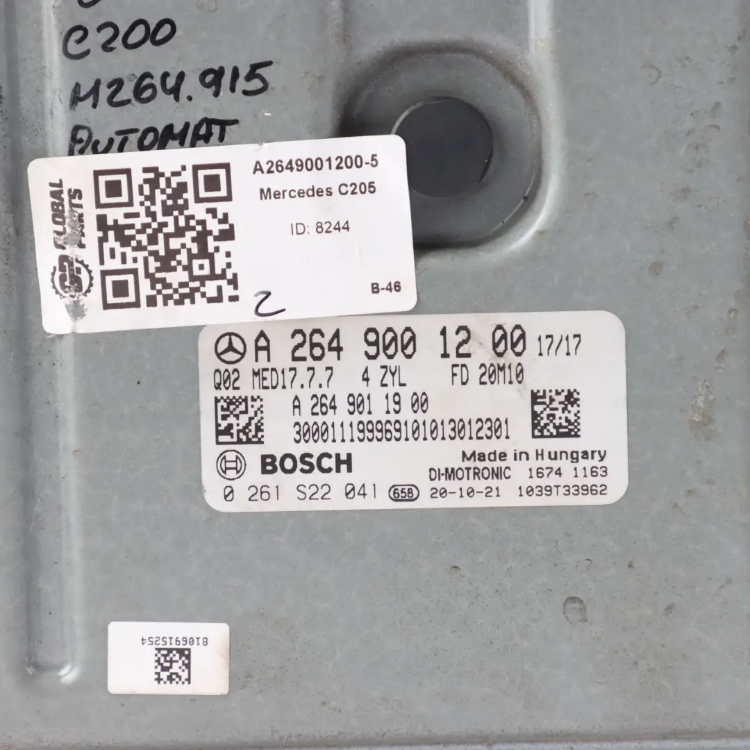 Mercedes C205 C200 M264.915 Engine Control Unit ECU Automatic - SKU A2649001200-5 - Part number A2649001200
