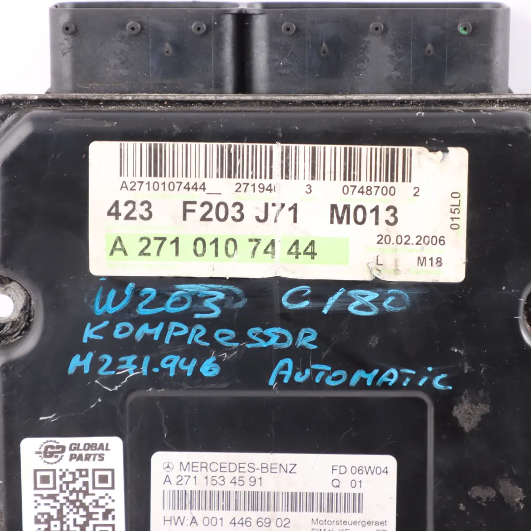 Mercedes W203 C180 M271 Module De Commande Du Moteur Kompressor - SKU A2711534591 - Numéro de pièce A2711534591