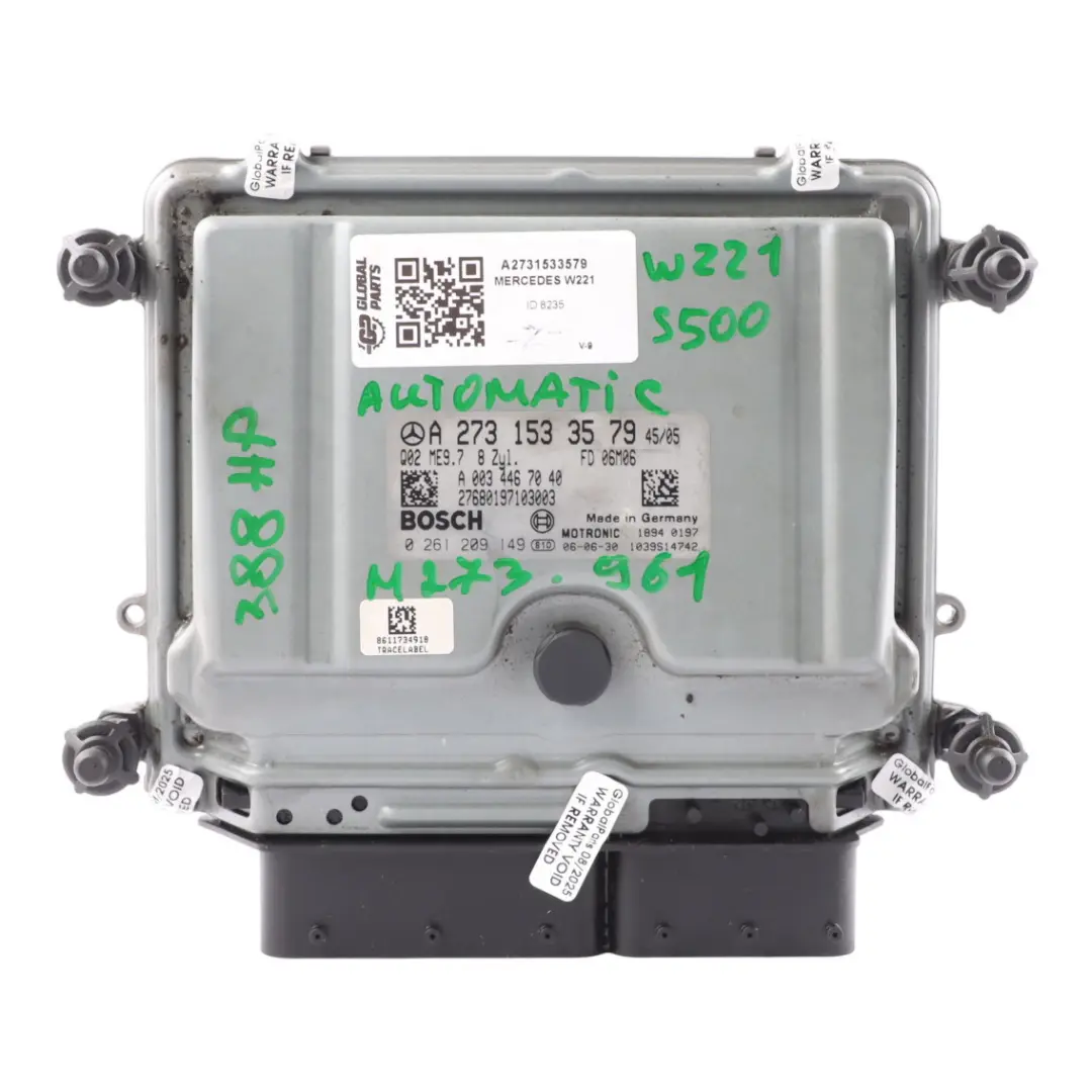 S500 M273.961 388HP Engine Control Unit ECU Automatic to Mercedes W221 with Part number A2731533579 Mercedes W221 S500 M273.961 388HP Engine Control Unit ECU Automatic - SKU A2731533579 - Part number A2731533579