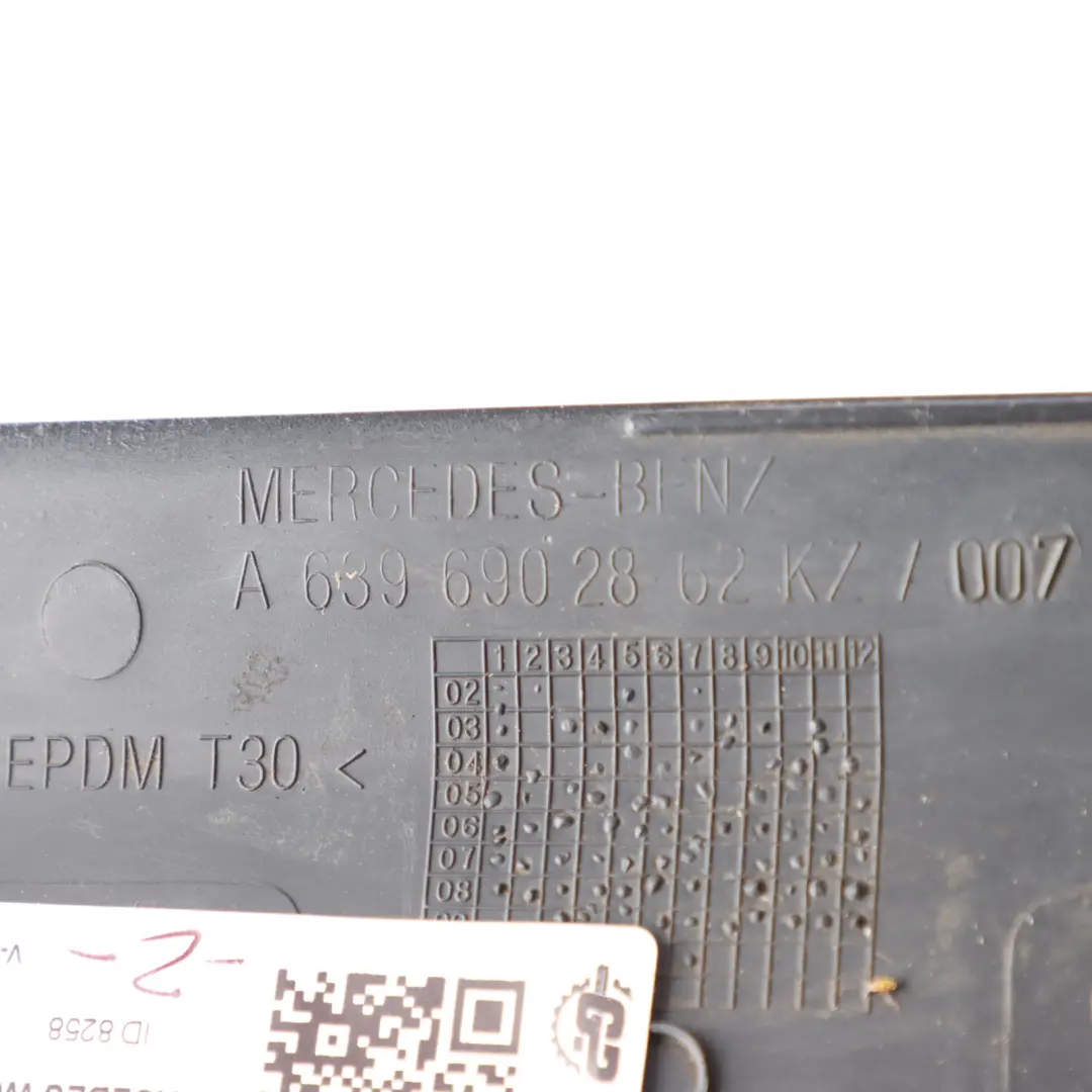 Strip Right O/S Moulding Panel Obsidian Black Metallic 197 to Mercedes W639 Rear with Part number A6396902862 Mercedes W639 Rear Strip Right O/S Moulding Panel Obsidian Black Metallic 197 - SKU A6396902862-OB - Part number A6396902862