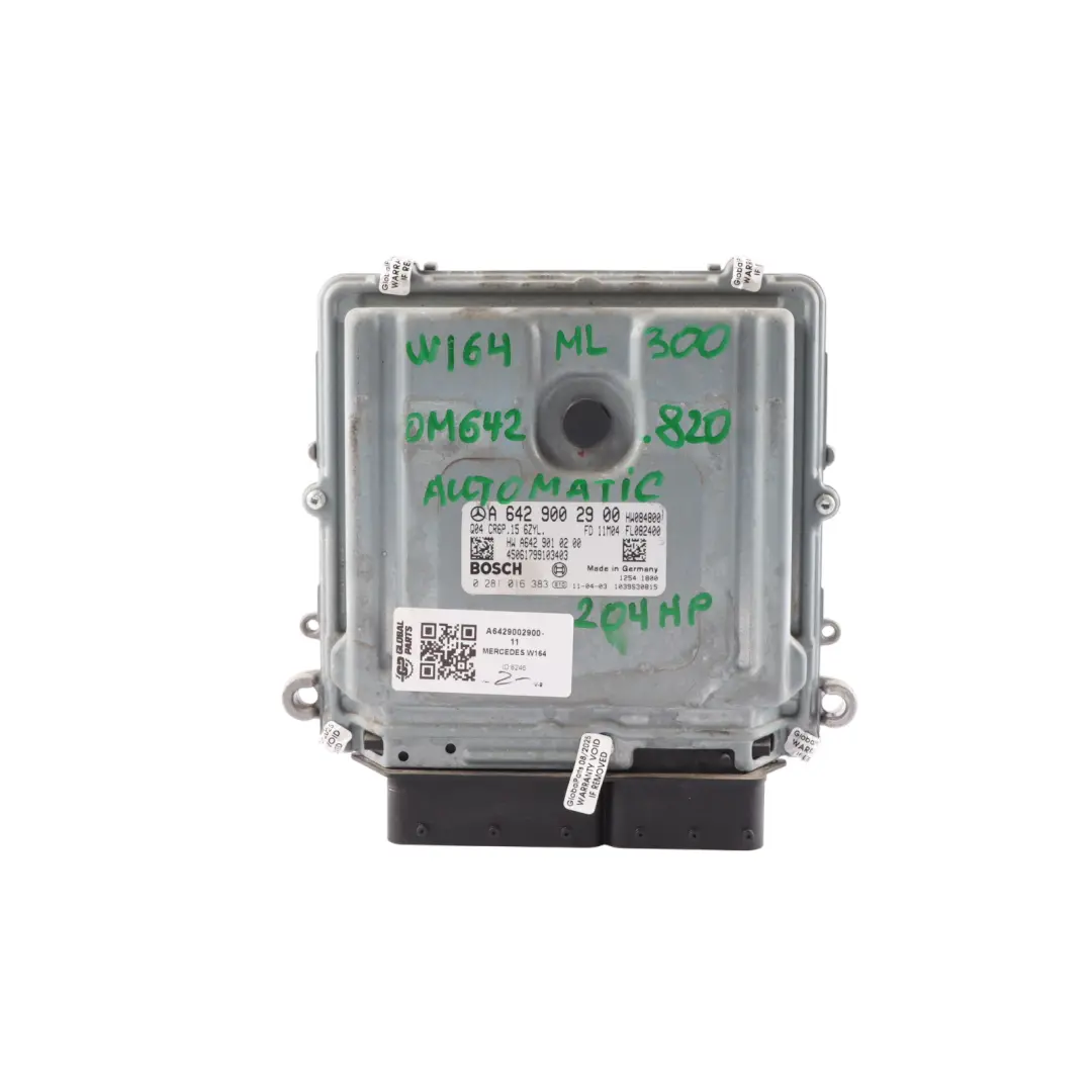 Mercedes W164 ML300 OM642.820 204HP Engine Control ECU Kit Automatic - SKU A6429002900-11 - Part number A6429002900