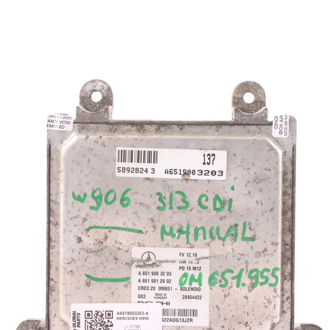 Mercedes W906 CDI OM651.955 129HP Komputer Diesla ECU Manual - SKU A6519003203-4 - Numer Części A6519003203