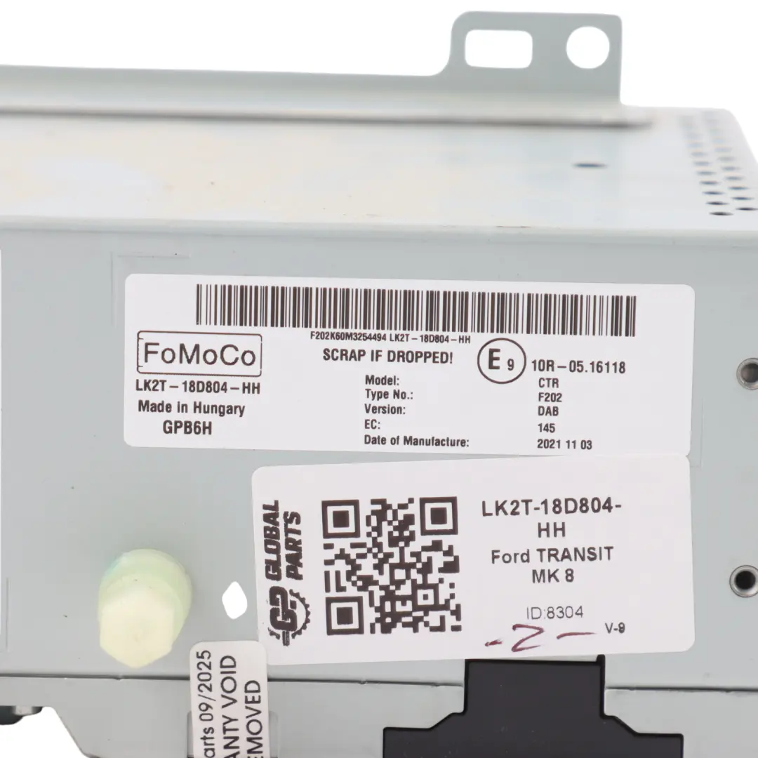 Ford Transit Mk8 Stereo Player Radio Head Unit - SKU LK2T-18D804-HH - Part number LK2T-18D804-HH