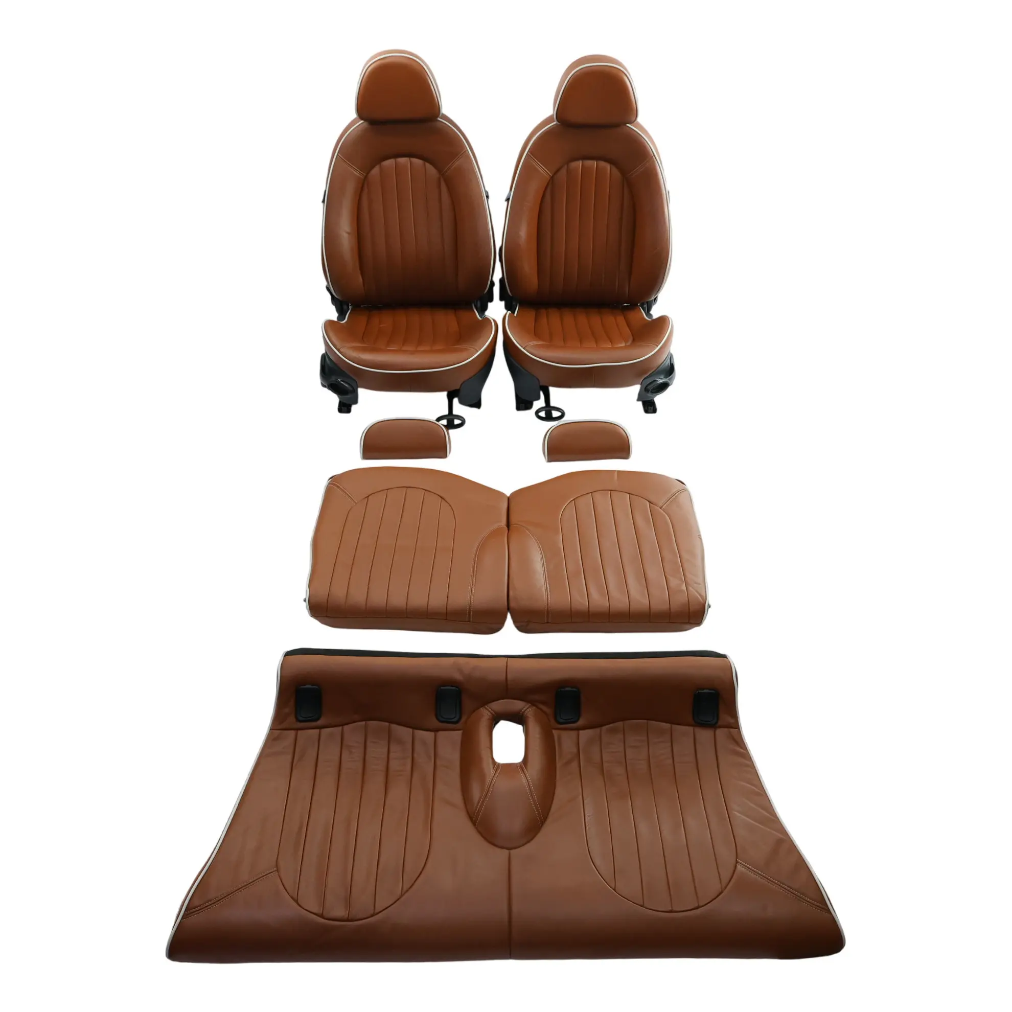 Mini R52 Heated Sport Malt Brown Leather English Seats Front Rear Seat Sidewalk