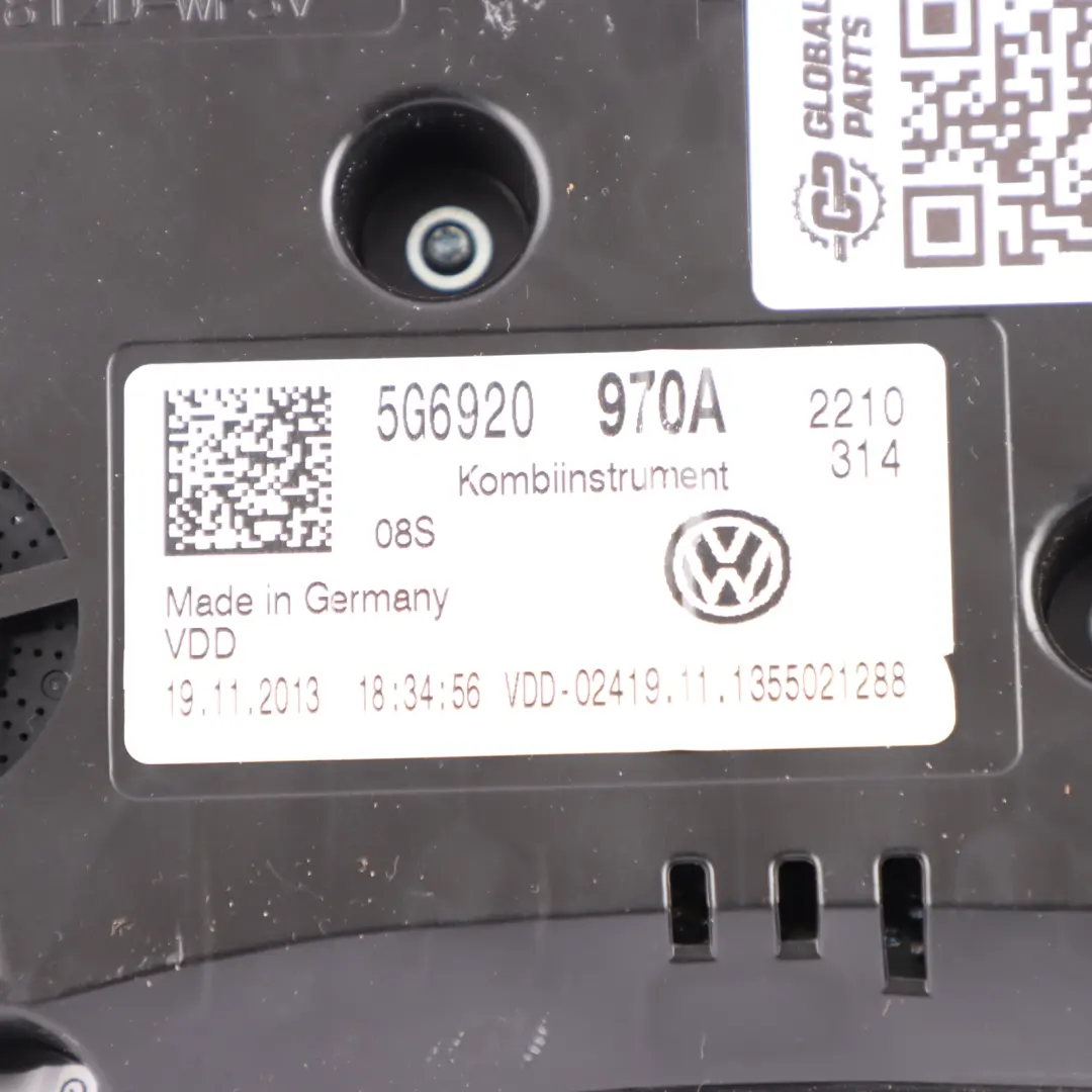 Instrument Cluster Speedo Clocks Diesel Manual 5K0920960G to VW Volkswagen Golf Mk7 with Part number 5G6920970A VW Volkswagen Golf Mk7 Instrument Cluster Speedo Clocks Diesel Manual 5K0920960G - SKU RHD-5G6920970A - Part number 5G6920970A