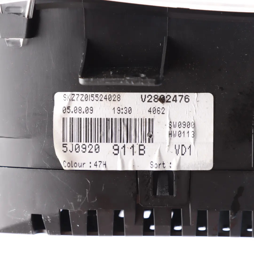 Mk2 5J Instrument Cluster Speedometer 1.2 MPI Manual to Skoda Fabia with Part number 5J0920911B Skoda Fabia Mk2 5J Instrument Cluster Speedometer 1.2 MPI Manual - SKU RHD-5J0920911B - Part number 5J0920911B