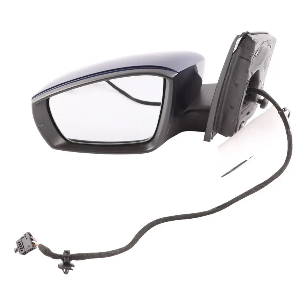 Volkswagen Polo 6R Door Wing Mirror Heated Electric Left N/S Shadow Blue - D5Q