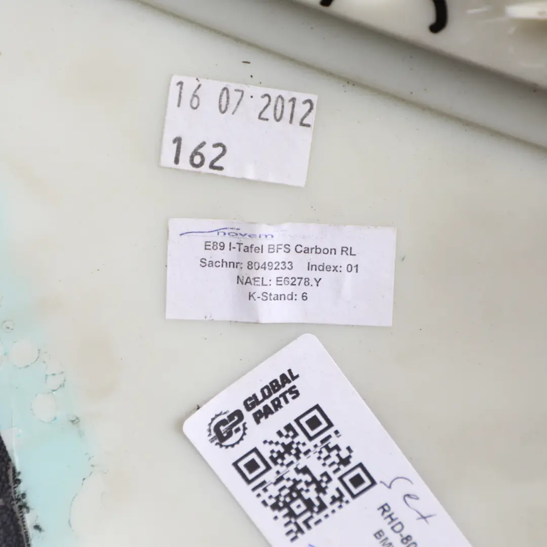 BMW Z4 E89 Dashboard Console Interior Trim Strip Cover Grab Aluminium Carbon Set - SKU RHD-8049233 - Part number 8049233