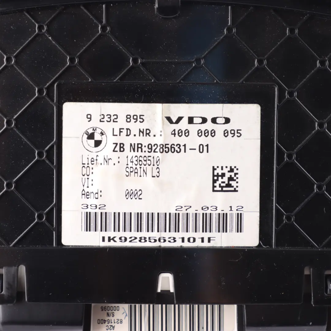 Instrument Cluster Speedo Clocks Meter Automatic 9232895 to BMW F30 F31 F32 Petrol with Part number 9285631 BMW F30 F31 F32 Petrol Instrument Cluster Speedo Clocks Meter Automatic 9232895 - SKU RHD-9285631 - Part number 9285631