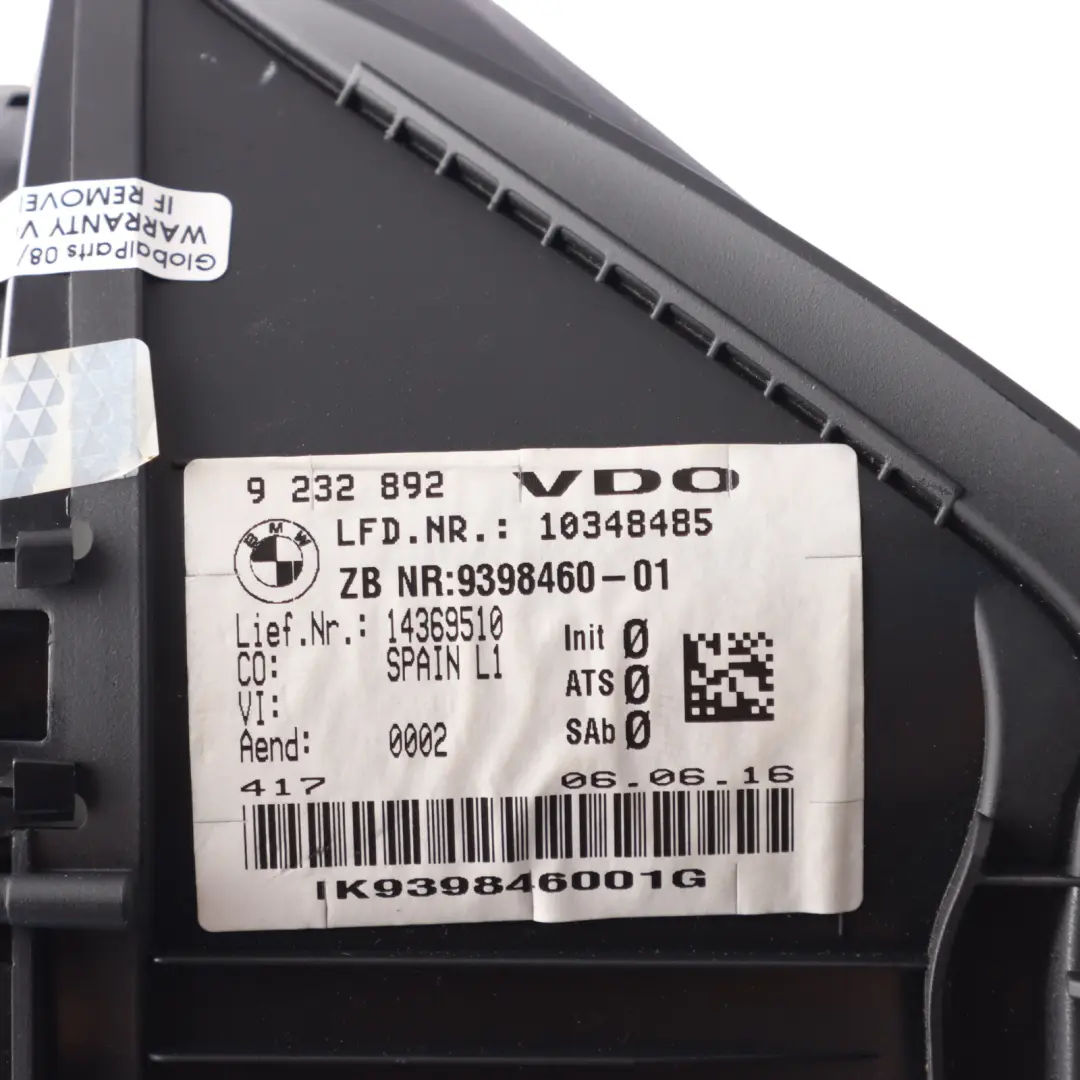 BMW F20 F21 F22 Instrument Cluster Speedo Clocks MPH Diesel Manual - SKU RHD-9398460 - Part number 9398460