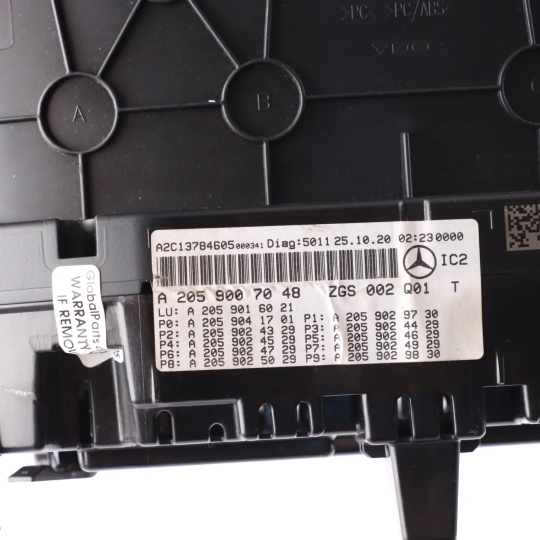 Mercedes C205 Petrol Instrument Cluster Clocks Speedometer Automatic - SKU RHD-A2059007048 - Part number A2059007048