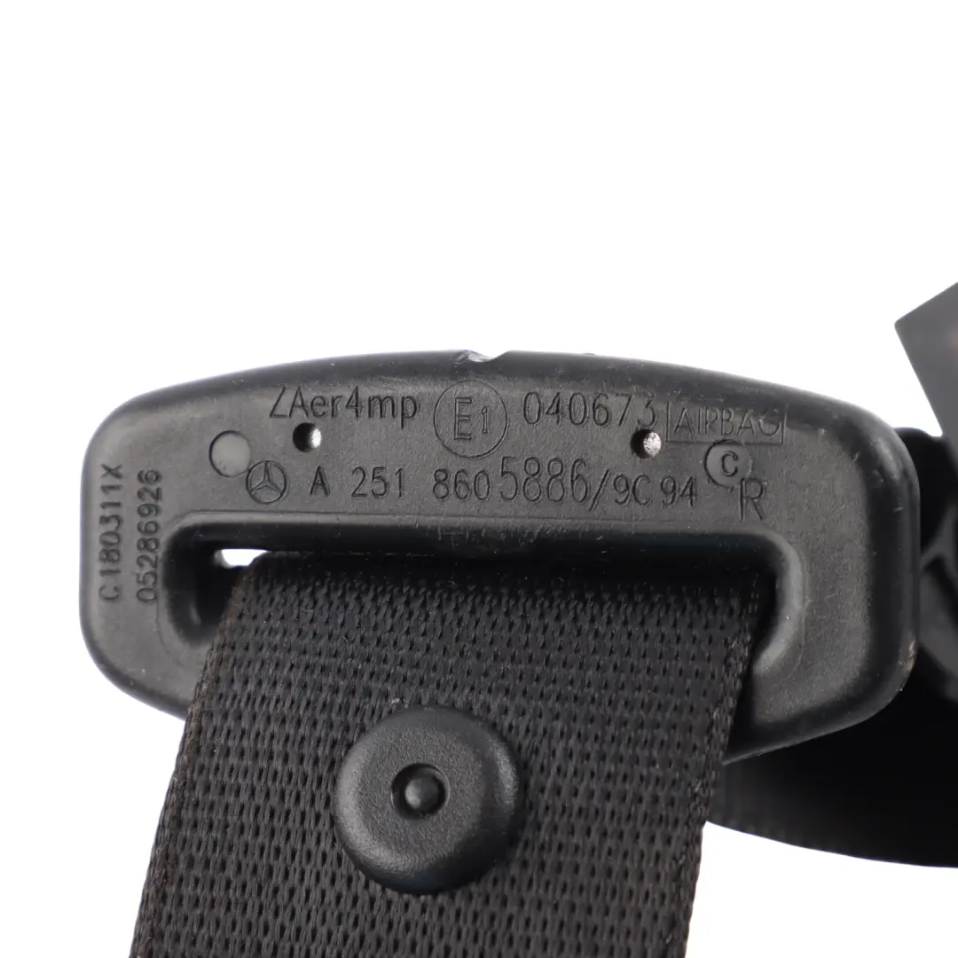 Belt Upper Front Right O/S Seatbelt Black to Mercedes W164 Seat with Part number A2518605886 Mercedes W164 Seat Belt Upper Front Right O/S Seatbelt Black - SKU RHD-A2518605886 - Part number A2518605886