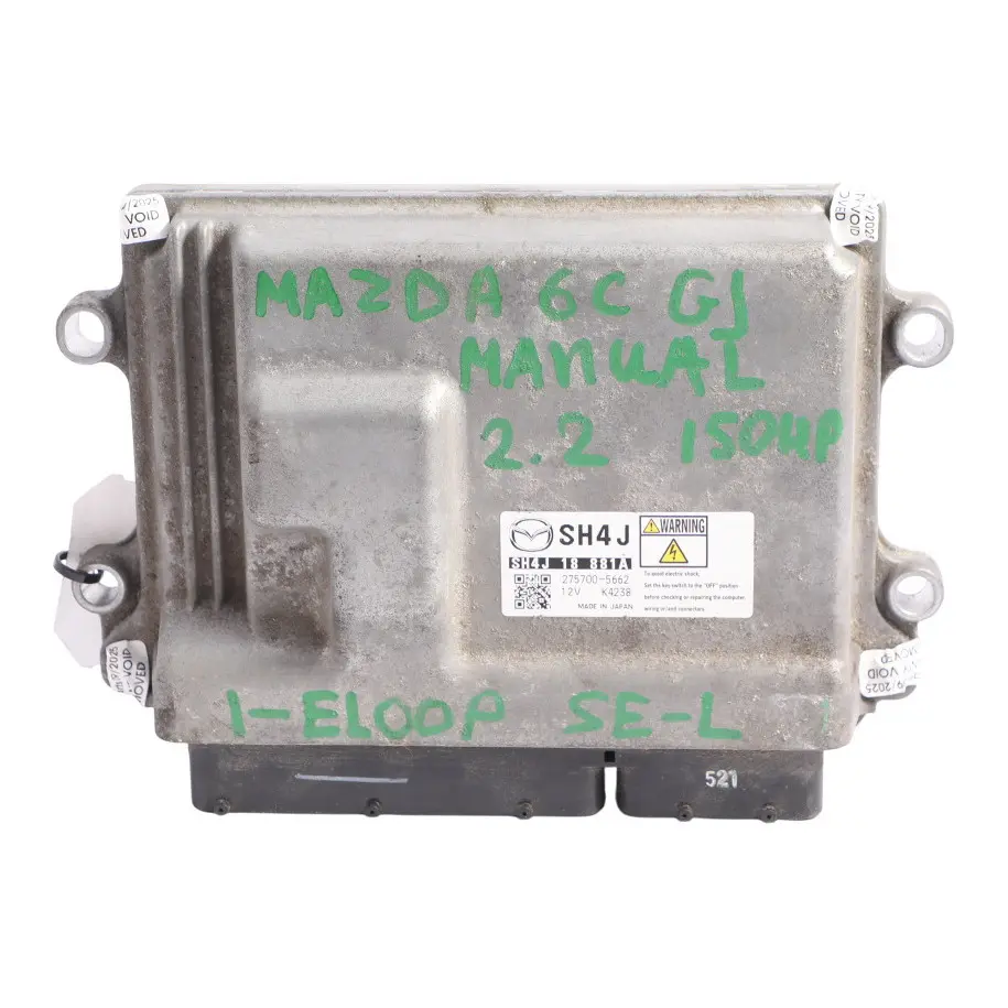 Mazda 6 Mk3 GJ 2.2D SkyActiv 150HP Engine Control Unit Module SH4J18881A Manual