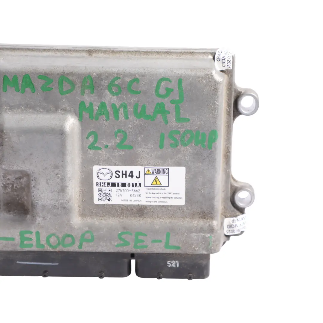  Mazda 6 Mk3 GJ 2.2D SkyActiv 150HP Engine Control Unit Module Manual - SKU SH4J18881A - Part number SH4J18881A