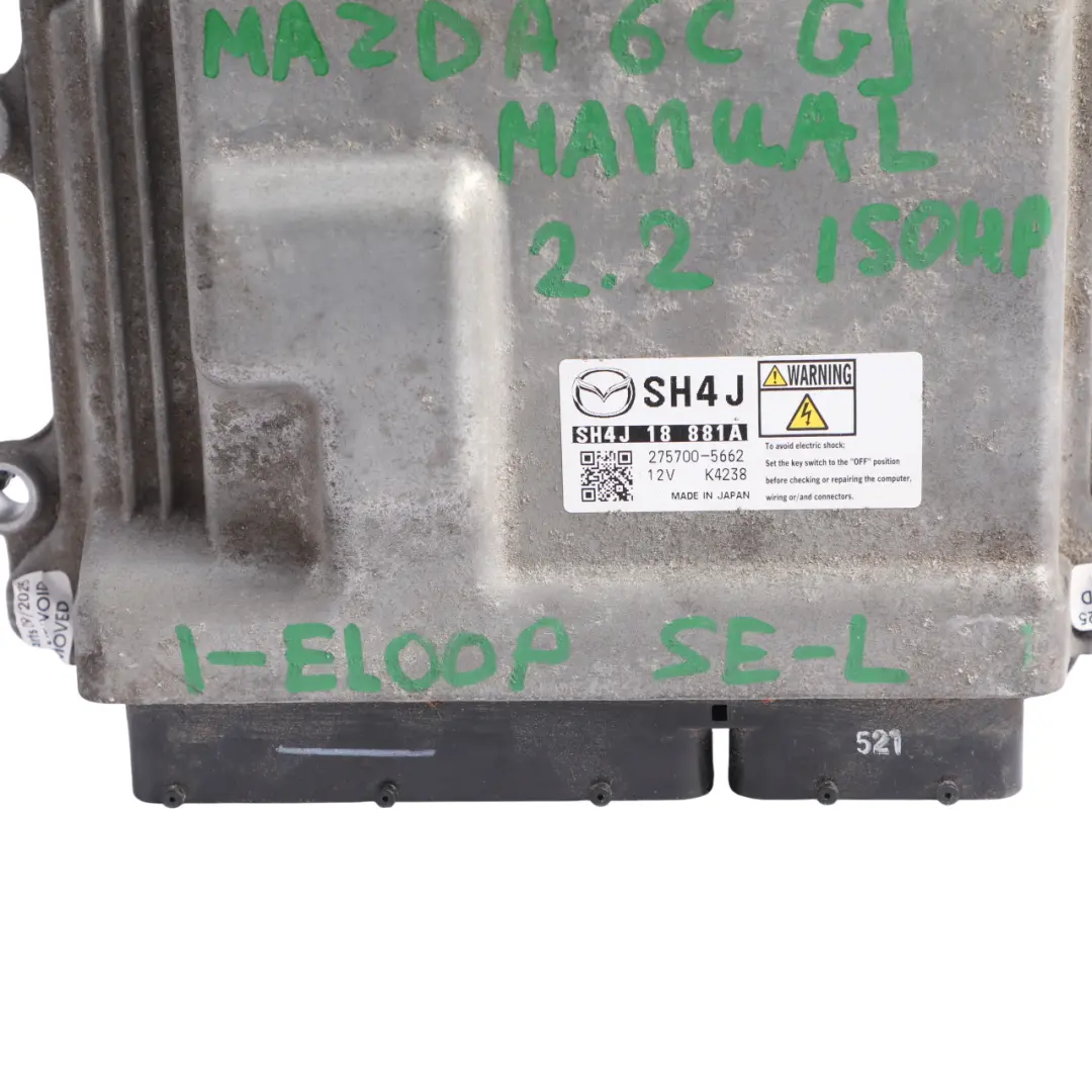  Mazda 6 Mk3 GJ 2.2D SkyActiv 150HP Engine Control Unit Module Manual - SKU SH4J18881A - Part number SH4J18881A