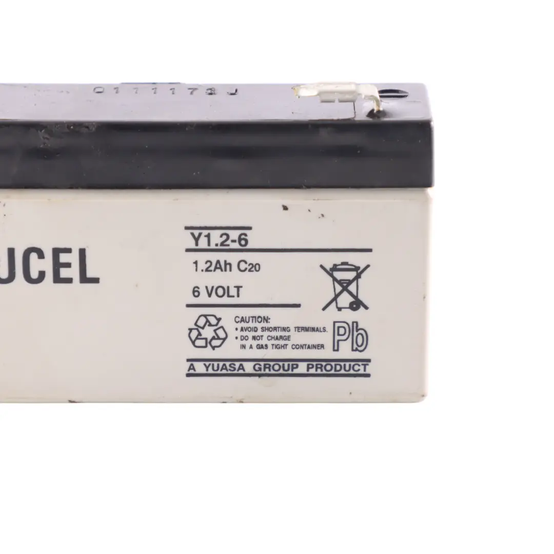  Yuasa Yucel Batterie Rechargeable Alarme Antivol Y1.2-6 6V 1,2Ah C20 - SKU YUCEL-Y12-6 - Numéro de pièce YUCEL-Y12-6