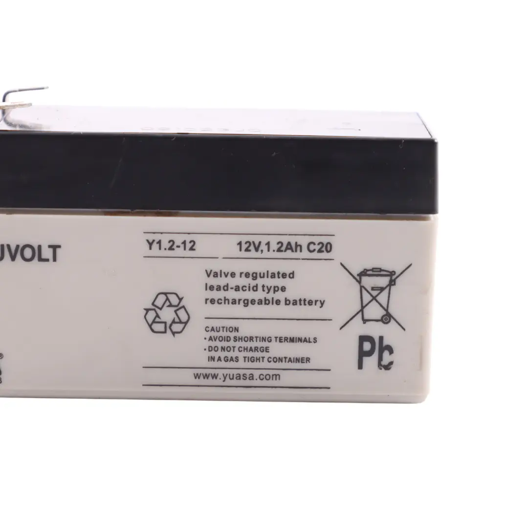 Yuasa Yuvolt Burglar Alarm Battery Rechargeable Unit Y1.2-12 12V 1.3Ah C20 to with Part number YUVOLT-Y12-12 Yuasa Yuvolt Burglar Alarm Battery Rechargeable Unit Y1.2-12 12V 1.3Ah C20 - SKU YUVOLT-Y12-12 - Part number YUVOLT-Y12-12