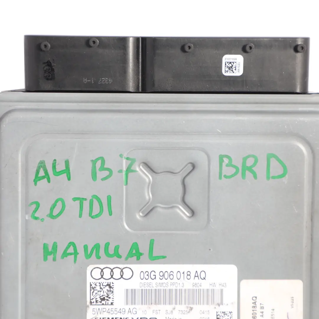 170HP BRD Engine Control Module Unit ECU Manual to Audi A4 B7 2.0 TDI with Part number 03G906018AQ Audi A4 B7 2.0 TDI 170HP BRD Engine Control Module Unit ECU Manual - SKU 03G906018AQ - Part number 03G906018AQ