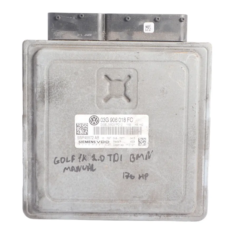 Volkswagen Golf V 5 1K 2.0 TDI BMN 170HP Engine Control ECU Manual - SKU 03G906018FC-2 - Part number 03G906018FC