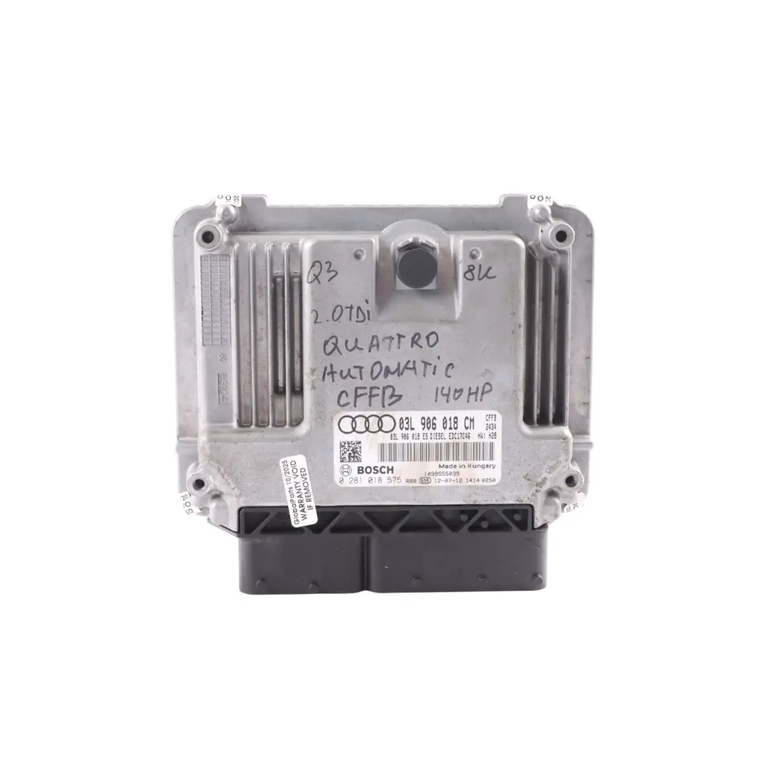 Audi Q3 8U 2.0 TDI CFFB 140HP Quattro Engine Control Unit ECU Manual - SKU 03L906018CM-1 - Part number 03L906018CM