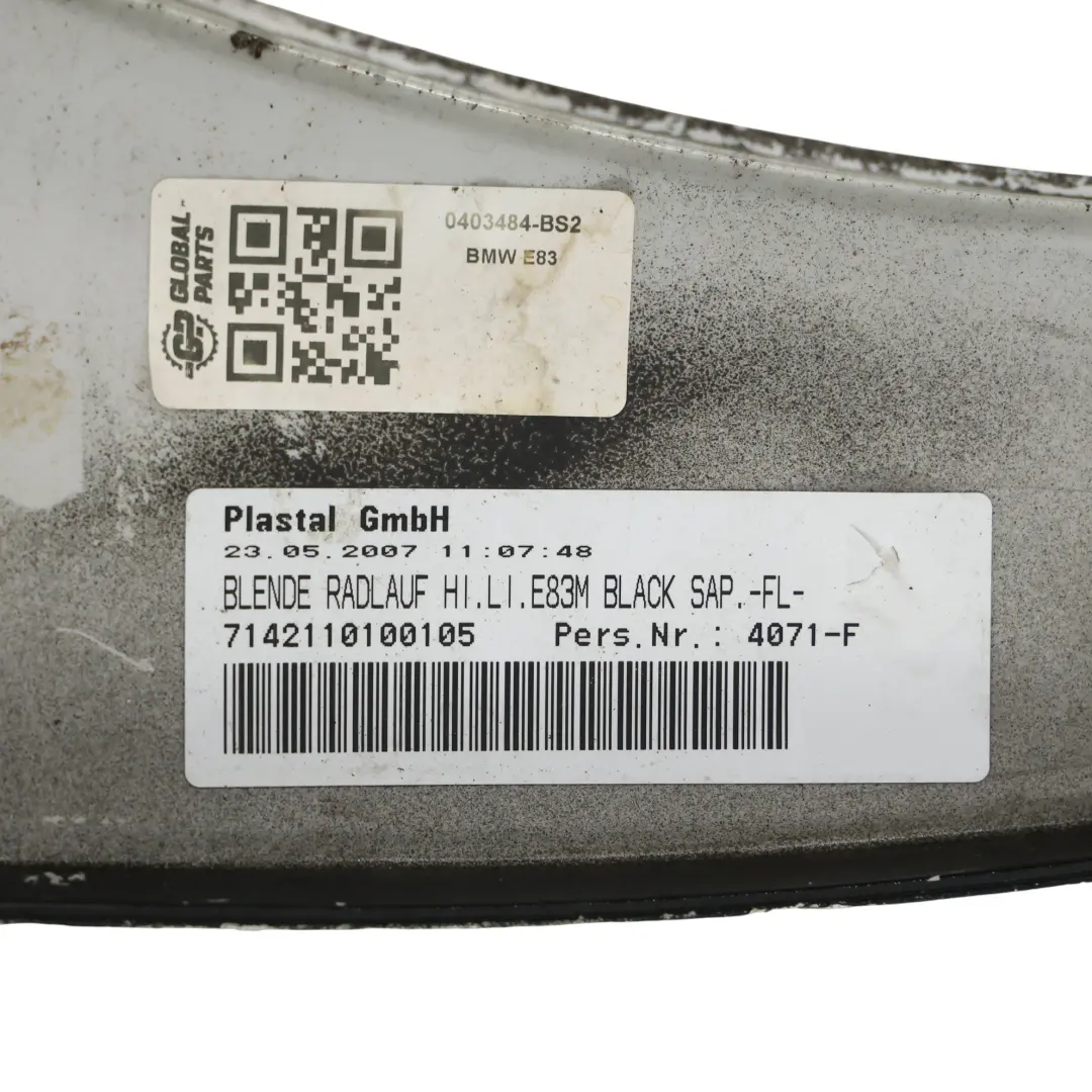 Arch Cover Rear Right O/S M Sport Black Sapphire - 475 to BMW X3 E83 Wheel with Part number 0403484 BMW X3 E83 Wheel Arch Cover Rear Right O/S M Sport Black Sapphire - 475 - SKU 0403484-BS2 - Part number 0403484