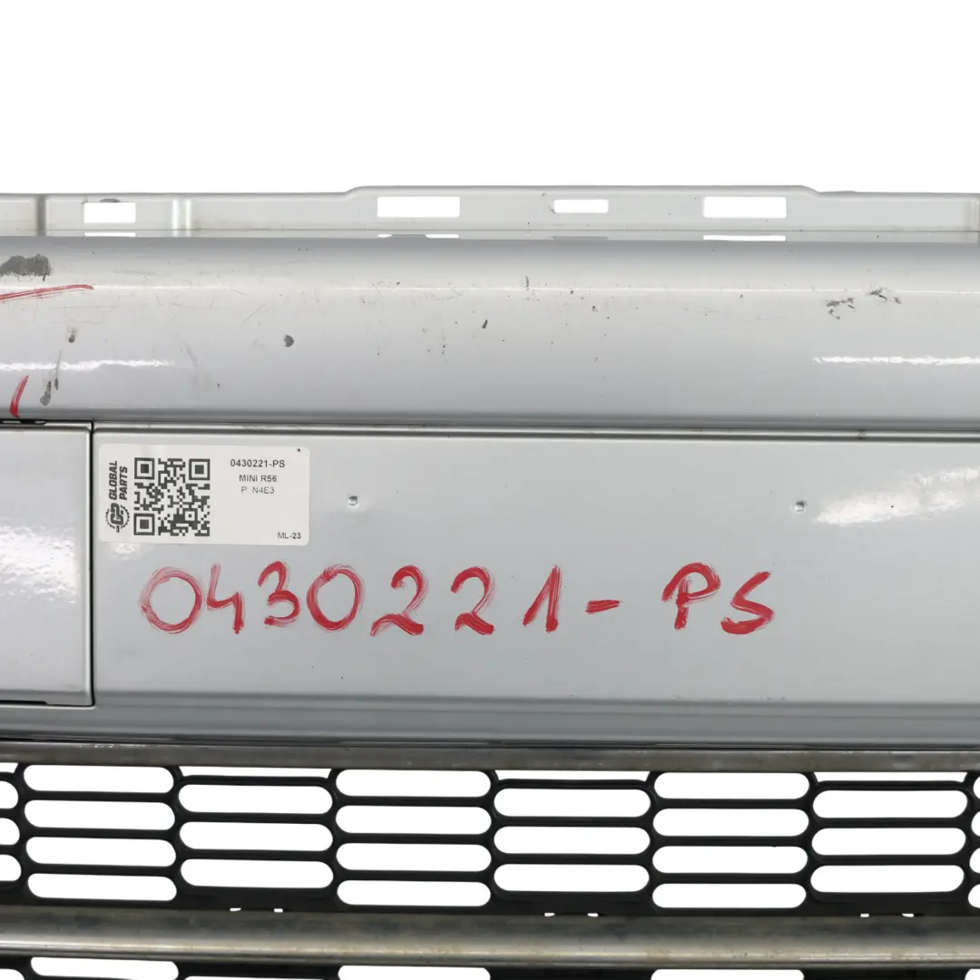 Front Bumper Complete Trim Panel Pure Silver Metallic - 900 to Mini R55 R56 with Part number 0430221 Mini R55 R56 Front Bumper Complete Trim Panel Pure Silver Metallic - 900 - SKU 0430221-PS - Part number 0430221