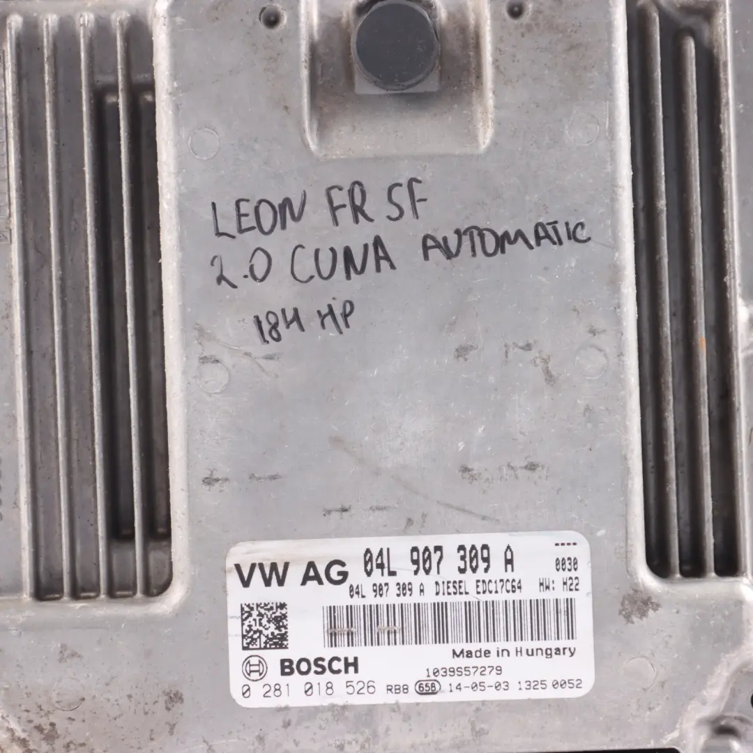 Seat Leon 5F FR 2.0 TDI CUNA 150HP Engine Control ECU Kit Automatic - SKU 04L907309A-3 - Part number 04L907309A