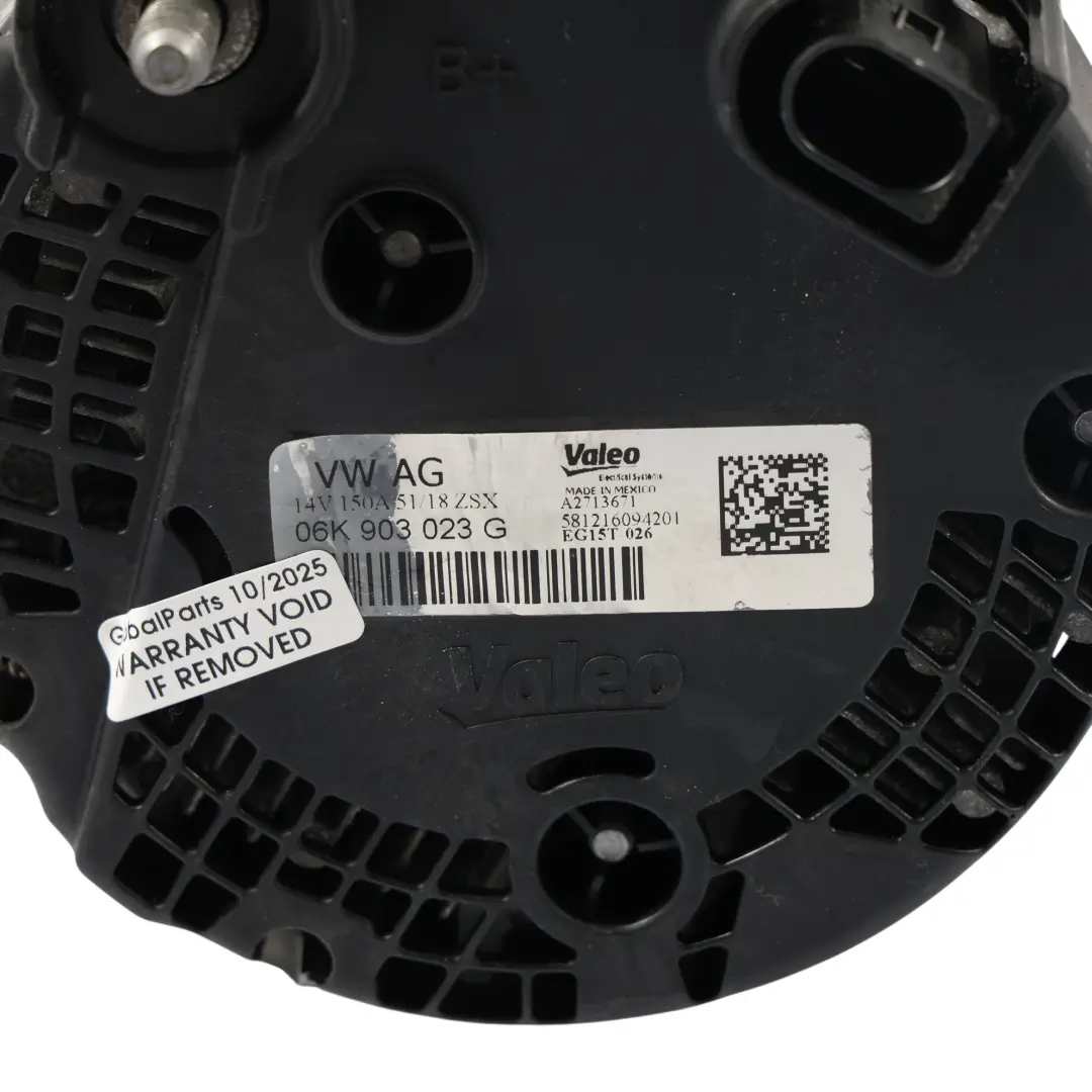 Alternateur Moteur Générateur Electrique 14V 150A 2.0 TFSI pour Audi TT FV à propos du numéro de pièce 06K903023G Audi TT FV Alternateur Moteur Générateur Electrique 14V 150A 2.0 TFSI - SKU 06K903023G - Numéro de pièce 06K903023G