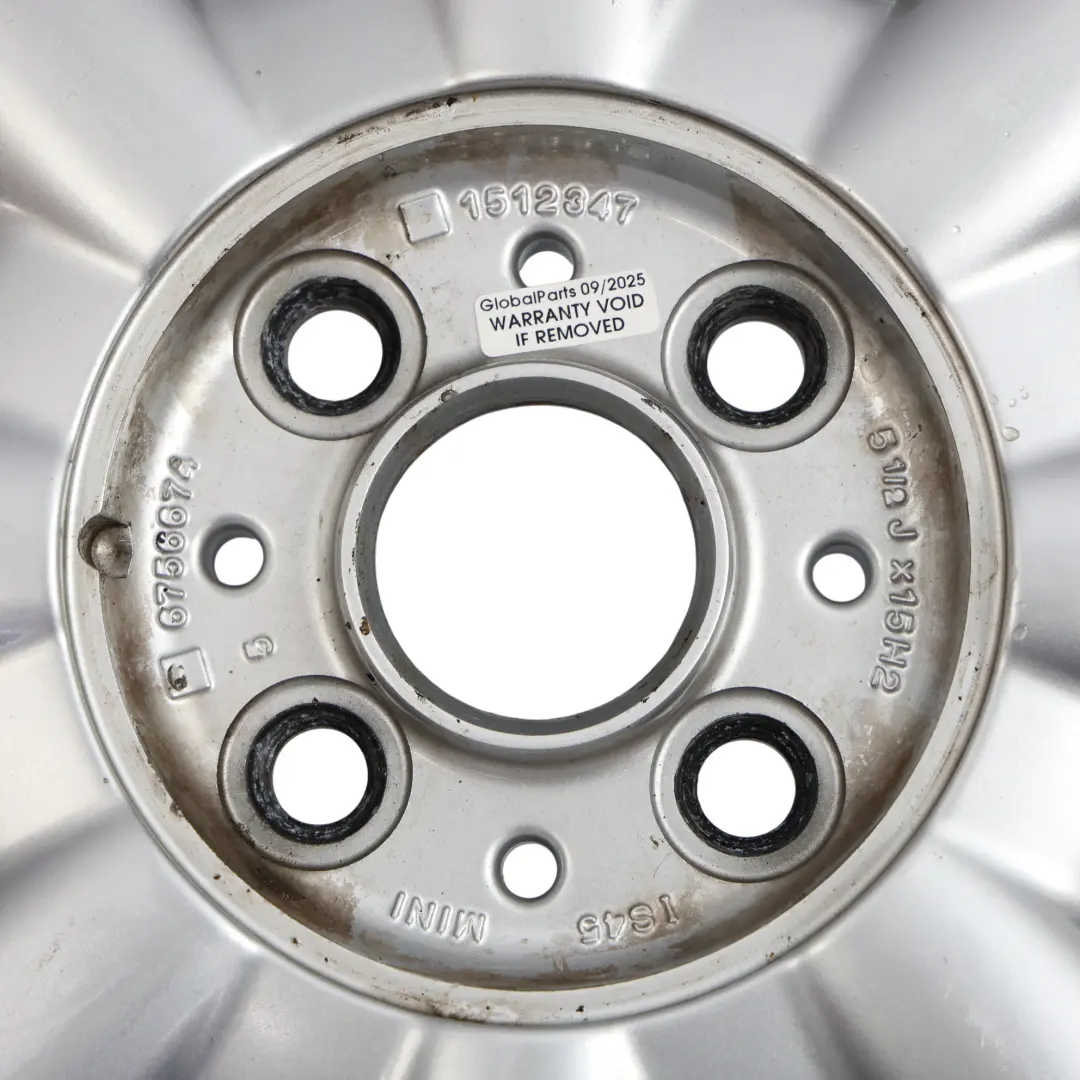 Mini Cooper R50 R52 Silver Wheel Alloy Rim 15" 5,5J ET:45 8-Spoke 82 - SKU 1512347-4 - Part number 1512347