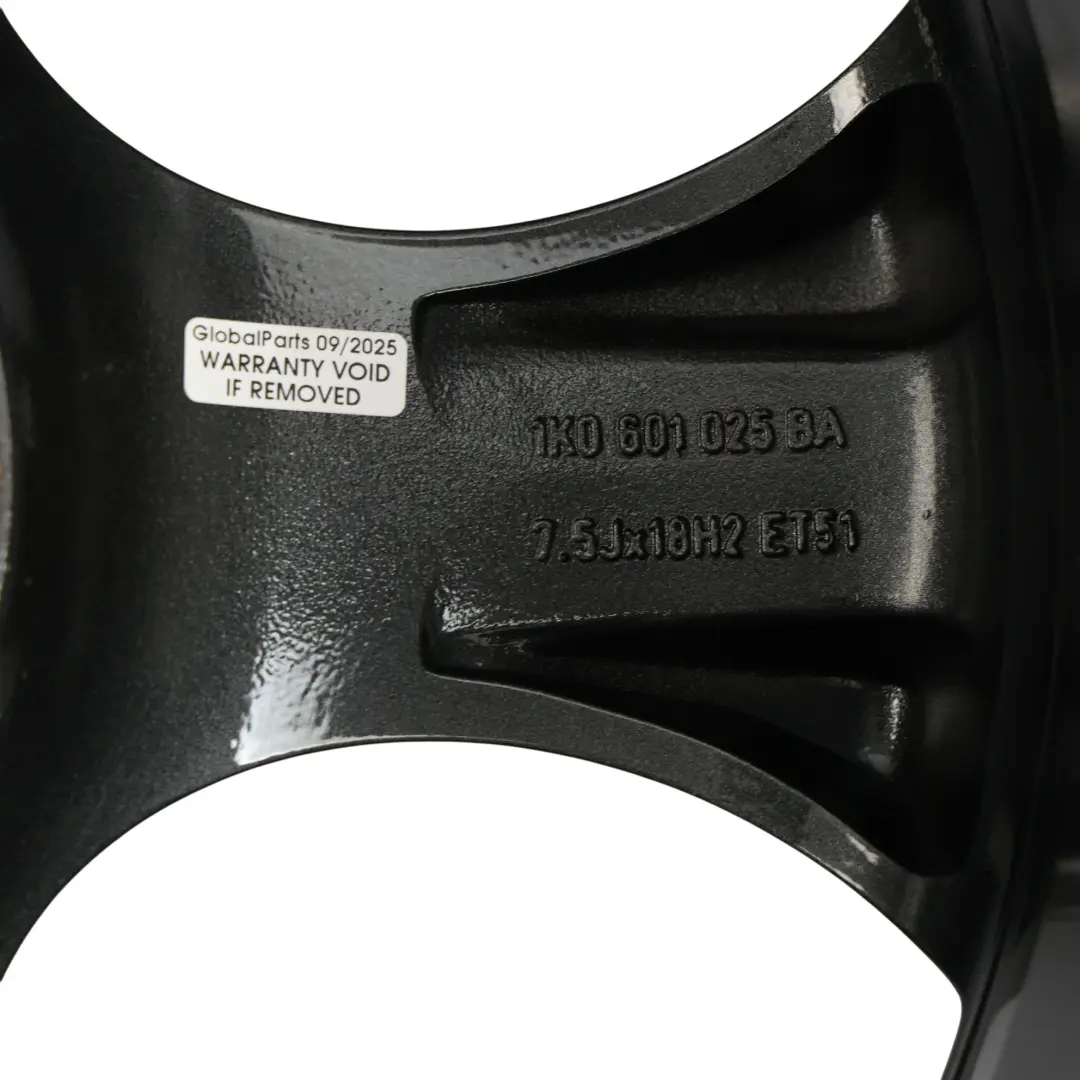 Mk5 Black Wheel Alloy Rim 18" 7.5J ET:51 to VW Volkswagen Golf with Part number 1K0601025BA VW Volkswagen Golf Mk5 Black Wheel Alloy Rim 18" 7.5J ET:51 - SKU 1K0601025BA-3 - Part number 1K0601025BA