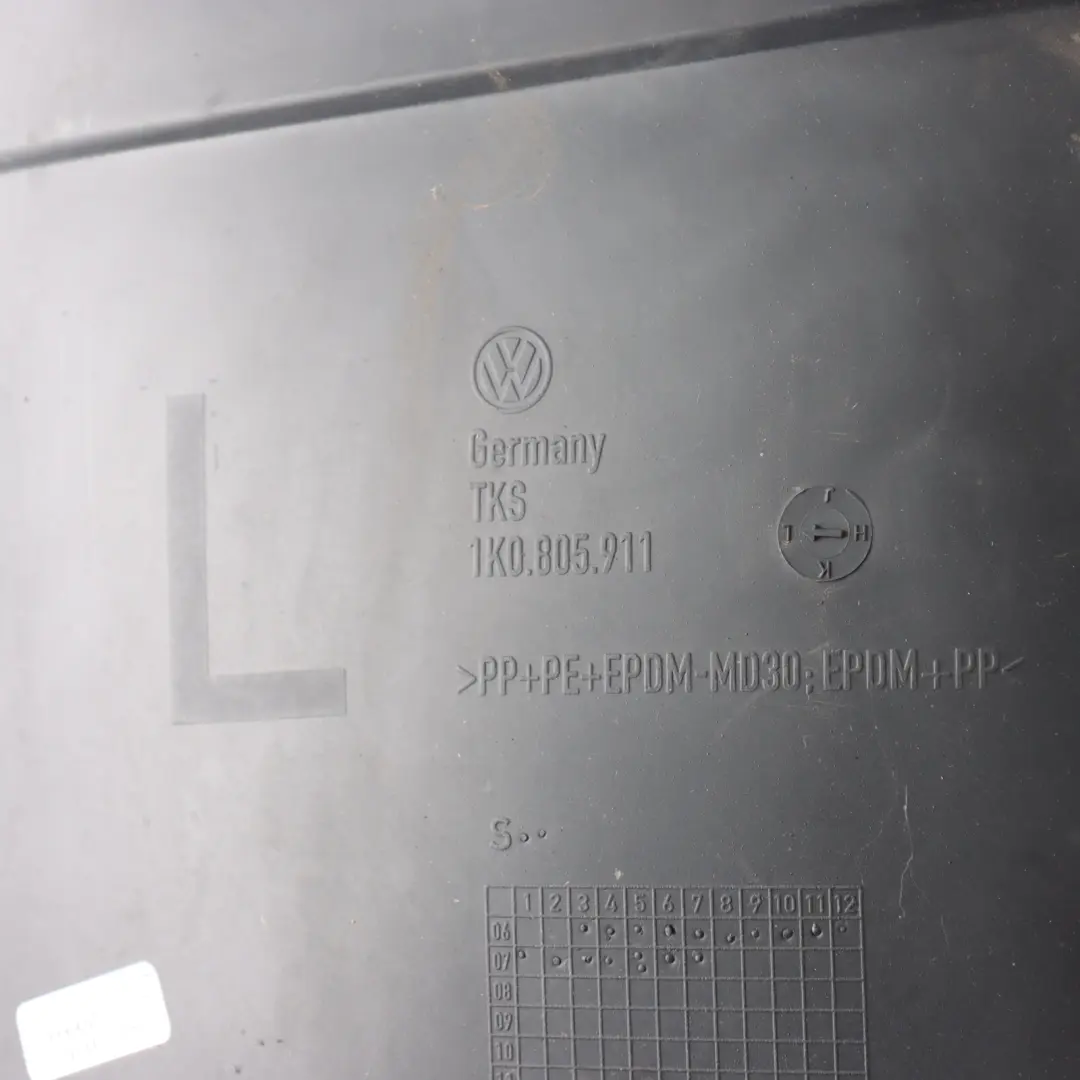 Mk5 Wheel Arch Cover Splash Housing Trim Front Left Lower N/S to VW Golf with Part number 1K0805911K VW Golf Mk5 Wheel Arch Cover Splash Housing Trim Front Left Lower N/S - SKU 1K0805911K - Part number 1K0805911K