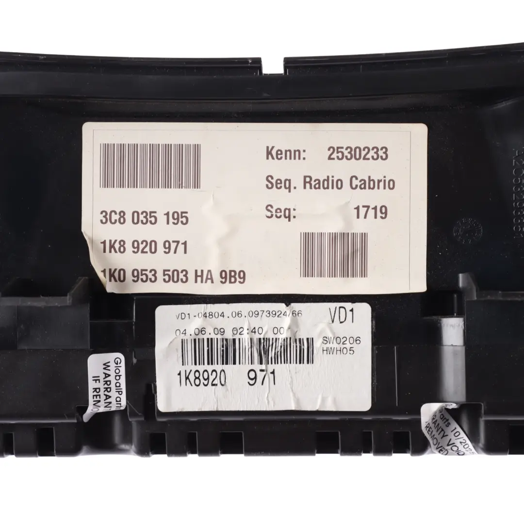 VW Scirocco Mk3 Instrument Cluster Clocks Speedo Petrol Manual - SKU RHD-1K8920971 - Part number 1K8920971