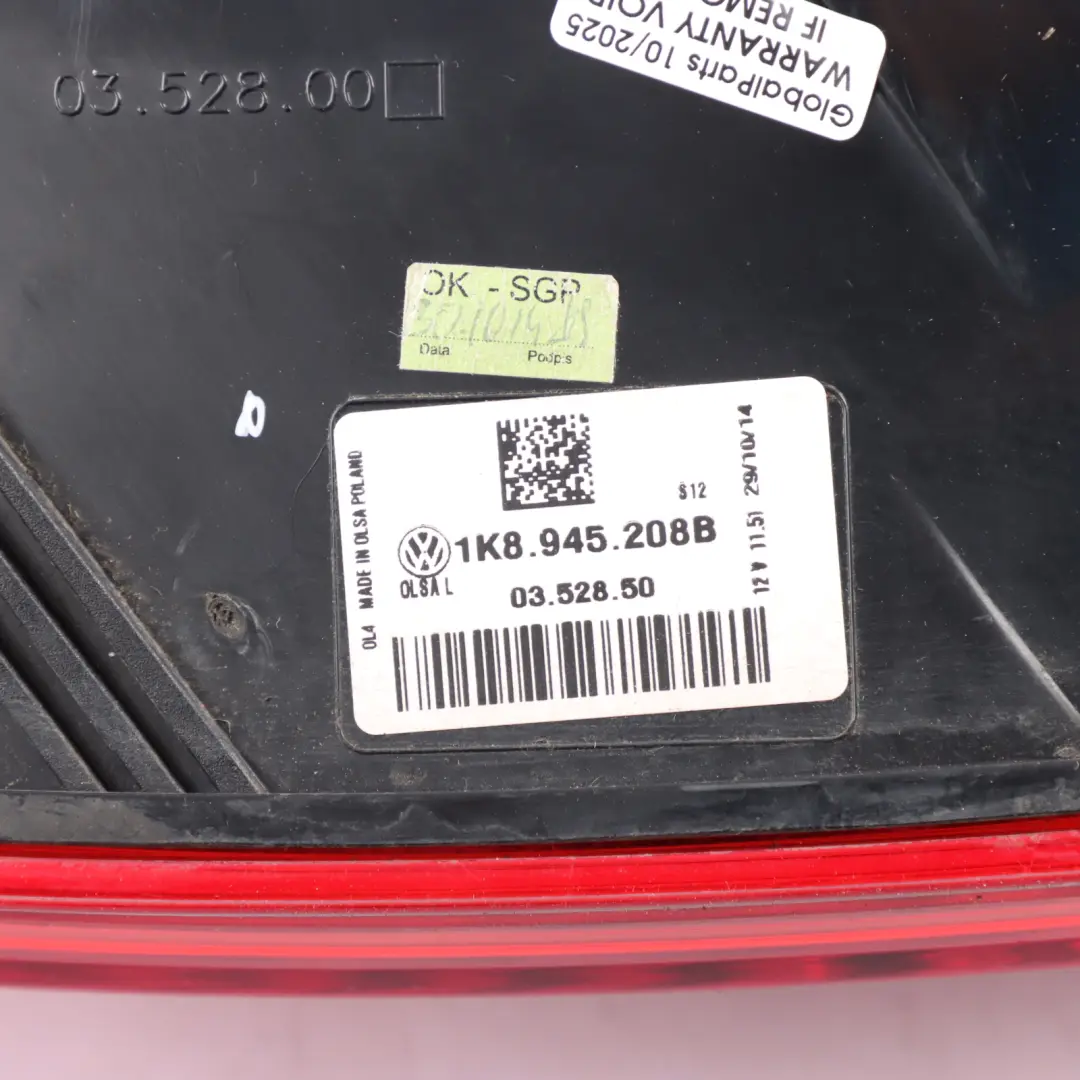 Mk3 Tail Light Lamp Rear Right O/S to Volkswagen Scirocco with Part number 1K8945208B Volkswagen Scirocco Mk3 Tail Light Lamp Rear Right O/S - SKU 1K8945208B - Part number 1K8945208B