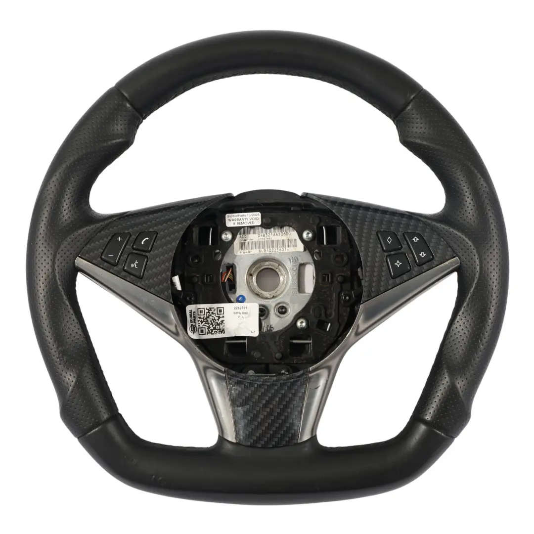 Steering Wheel Black Leather Flat Bottom Multifunction to BMW E60 E61 E63 E64 with Part number 2282751 BMW E60 E61 E63 E64 Steering Wheel Black Leather Flat Bottom Multifunction - SKU 2282751 - Part number 2282751
