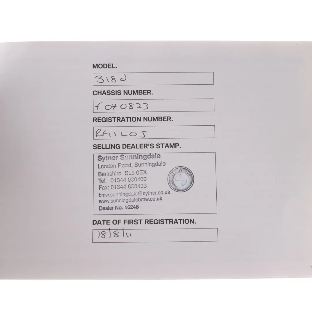 BMW E90 E91 Service Booklet Owner's Handbook Book Instructions Case Wallet Set - SKU 2600252-3 - Part number 2600252