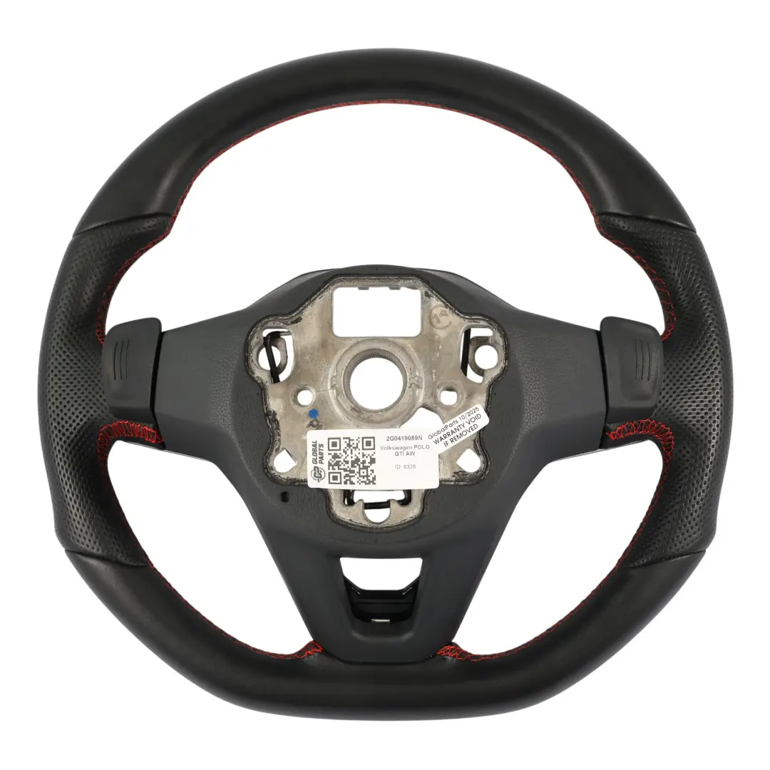 VW Volkswagen Polo Mk6 GTI Steering Wheel Black Leather Multifunction - SKU 2G0419089N - Part number 2G0419089N