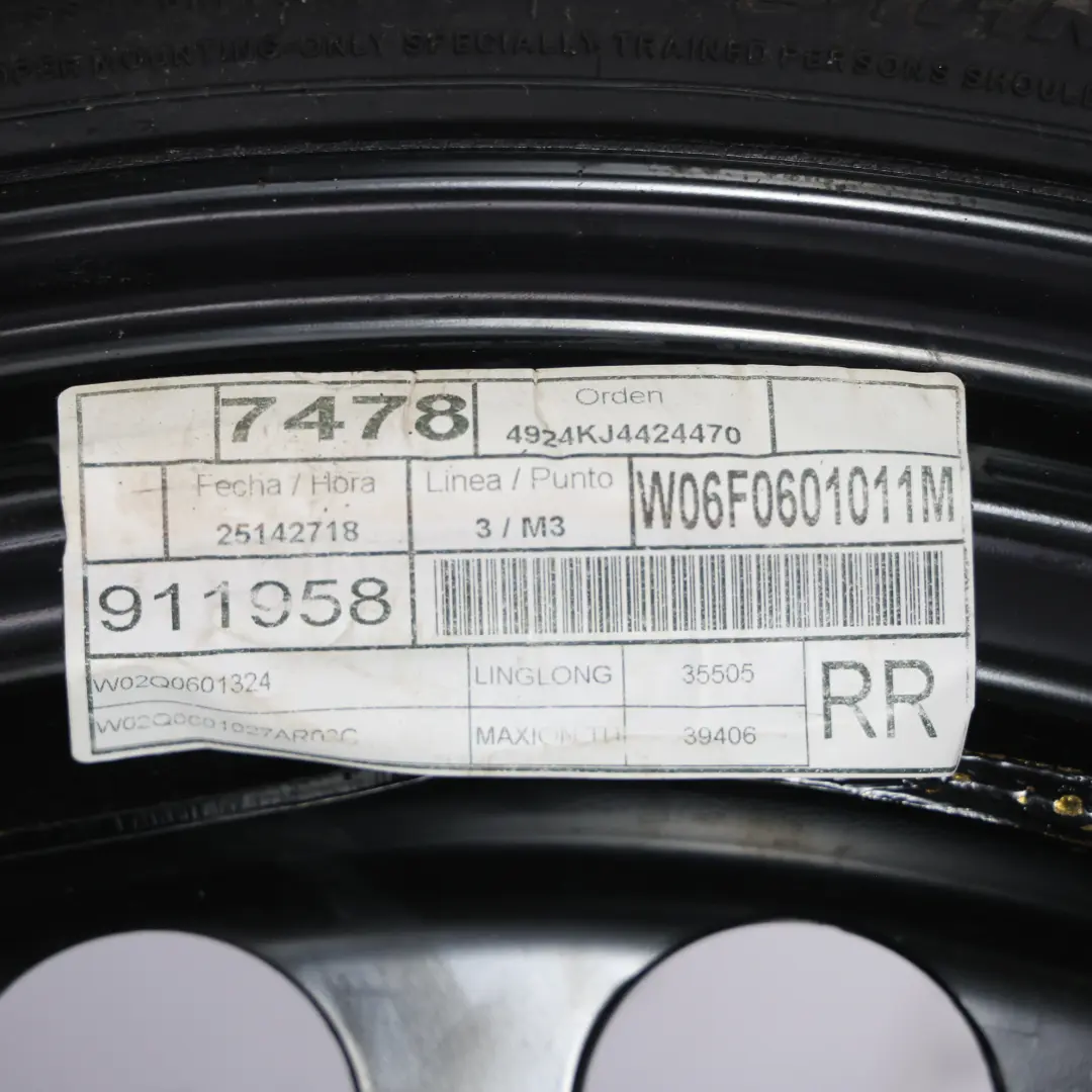 VW Polo Mk6 Koło Zapasowe Stalowe R18 3.5J ET:38 125/60 - SKU 2Q0601027AR - Numer Części 2Q0601027AR